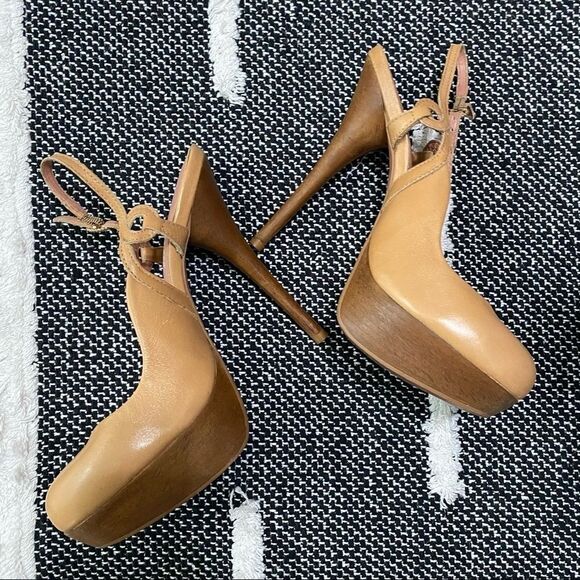 KG by Kurt Geiger Wood Round Toe Sling Back Stiletto Heels SIZE 8 - Picture 4 of 9